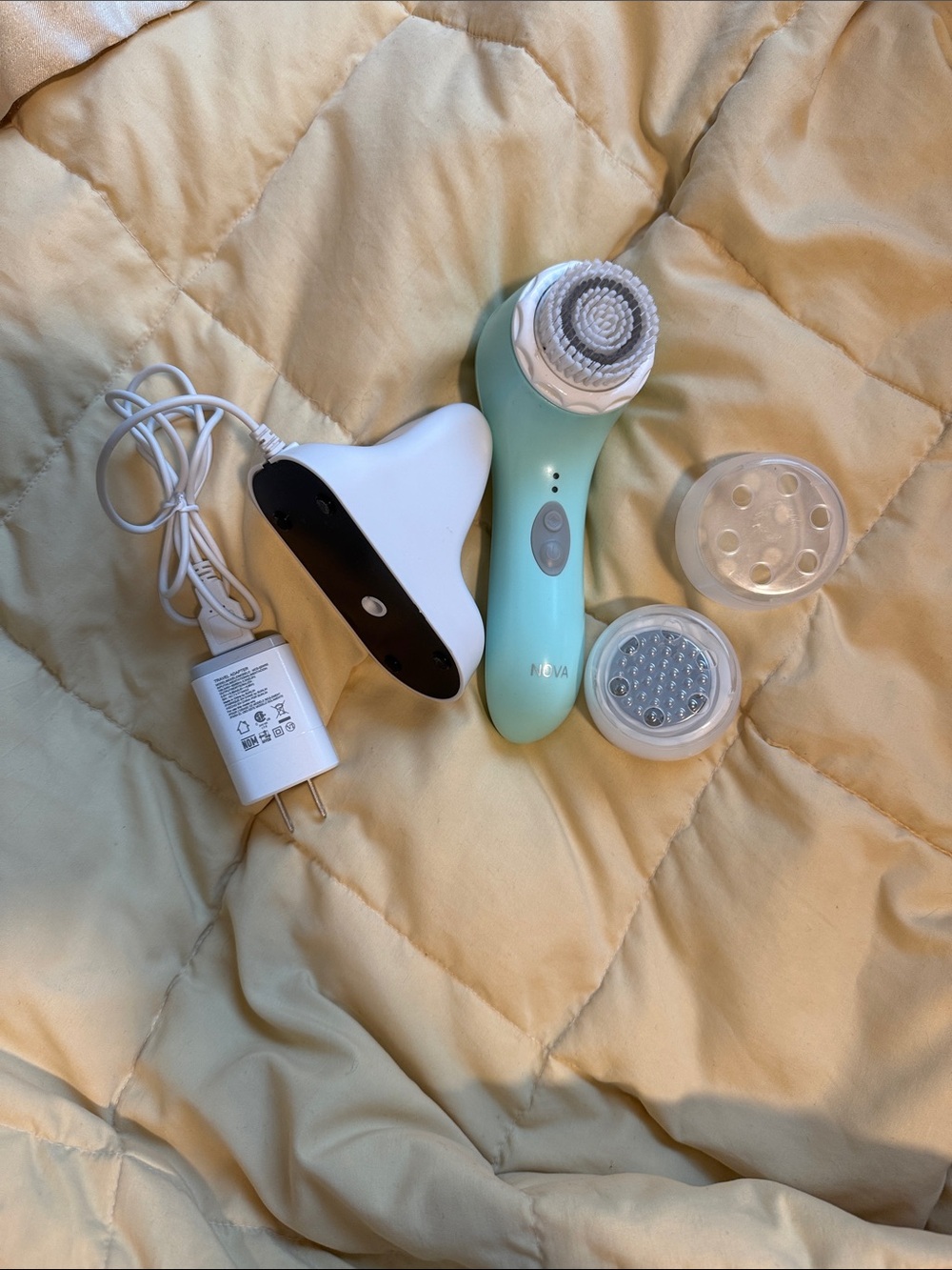 Gentle Mint Green Facial Cleansing Brush with Attachments